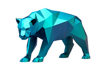Geometric Teal Bear Low Poly Art Shape Isolated, cut out transparent