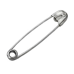 Close-up of a Silver Safety Pin: High-Resolution Image on transparent background
