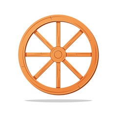 Simple wooden wheel vector design isolated on white background.