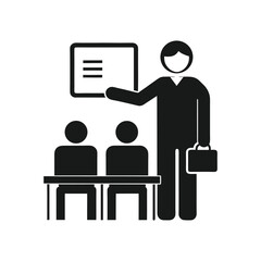 teacher in classroom icon of silhouette vector illustration on white background
