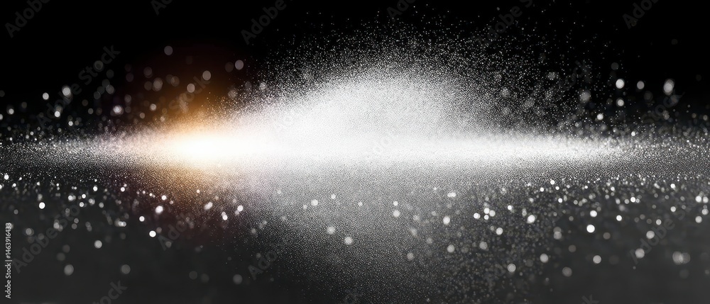 Poster abstract light effect with sparkling particles against a dark background.