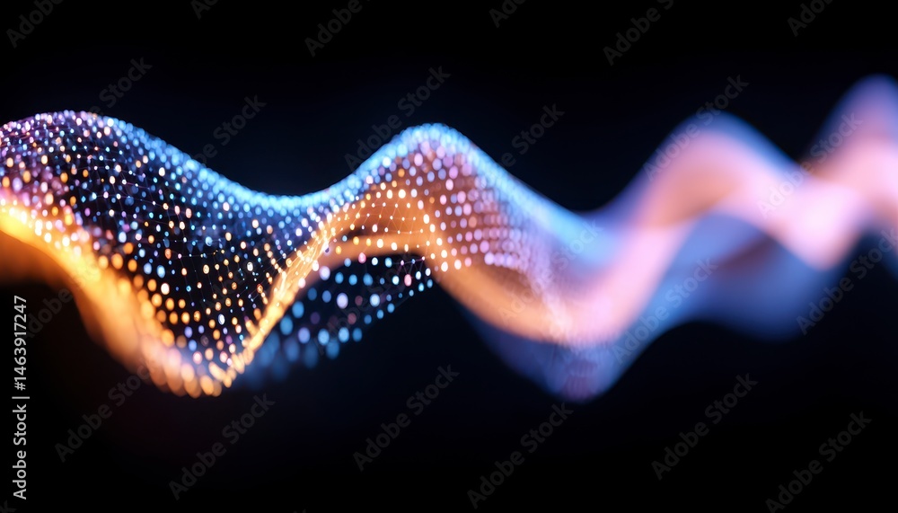 Poster abstract wave pattern with vibrant colors and light effects.
