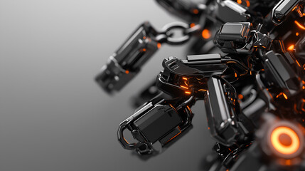 a futuristic, robotic arm, with glowing orange accents, suggesting cutting-edge technology and innovation