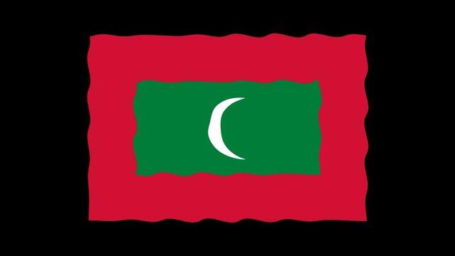 A 4K animation of the maldives waving flag on a black background