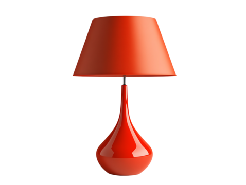 a red lamp with a white background