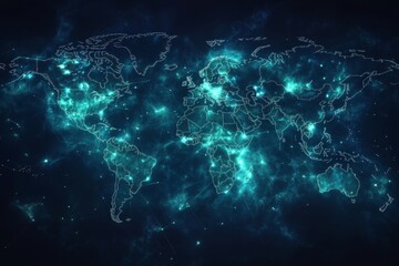 Fototapeta premium abstract blue background with globe, Generative AI