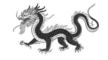 Obraz premium Dragon Image, Black and White