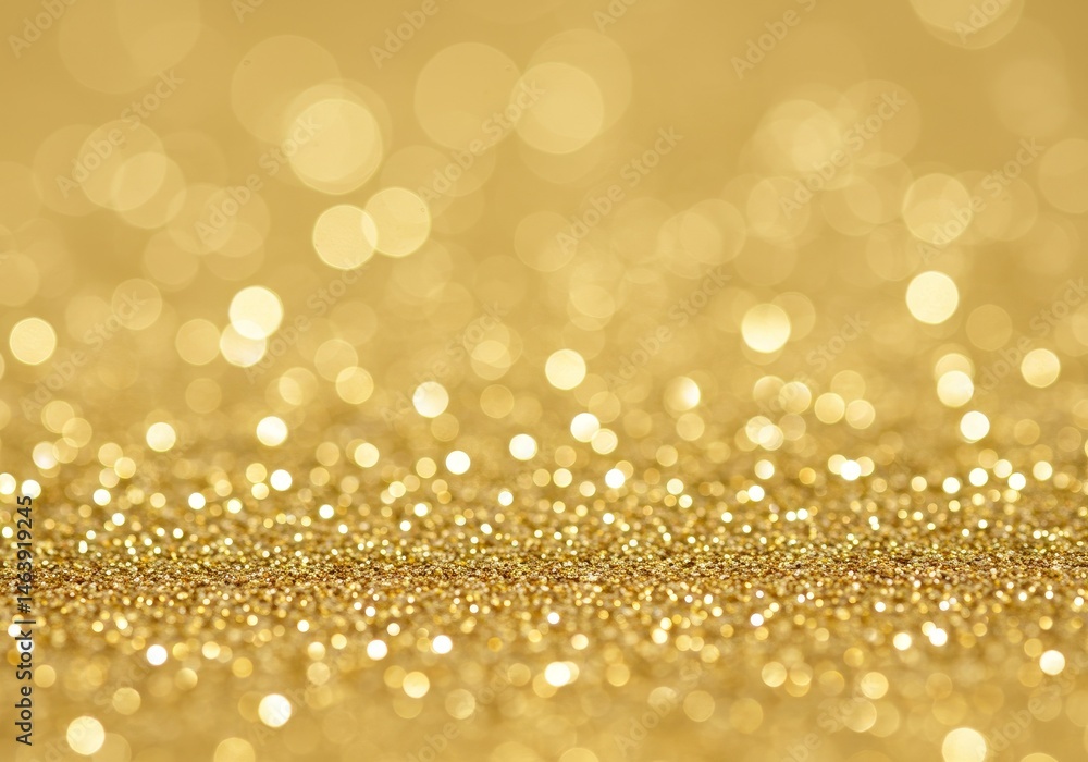Poster golden glitter texture background with bokeh effect for festive design