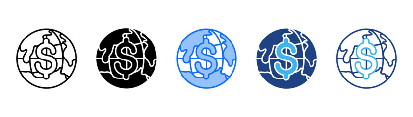 Global Economy Icon Set With Multiple Style Collection 