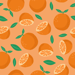 Cute orange fruits pattern background vector design