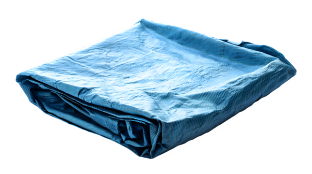 A tarpaulin sheet folded and slightly creased, isolated on Transparent background