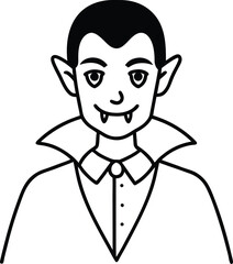 Spooky Halloween Vampire Character Line Art Illustration
