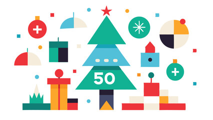 Christmas Elements in Modern Minimalist Geometric Style - Vector-Based Set for Clean, Contemporary Designs