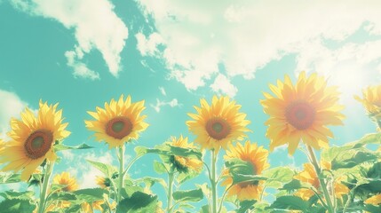 Sunflowers Blooming Under a Sunny Sky