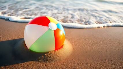 Obraz premium Inflatable Toy Left Behind on Bright Beach Scene