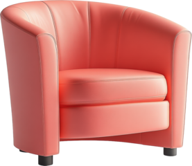 Modern Coral Leather Armchair Design