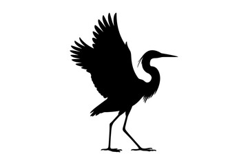 Great blue heron silhouette vector illustration