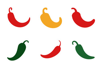 Colorful chili peppers red green and yellow vector