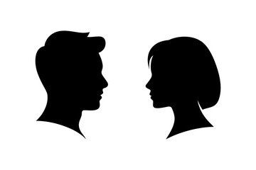 Man and woman silhouette profile face to face art