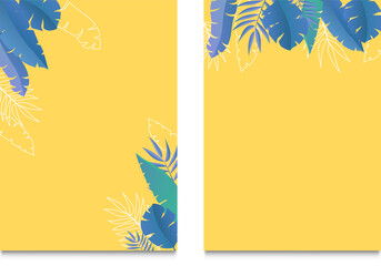 summer invitation with colorful tropical foliage