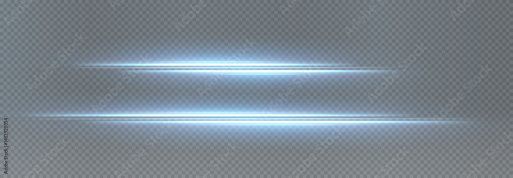 Poster glowing blue light streaks with sparkles and flares on a transparent background. a dynamic, futurist
