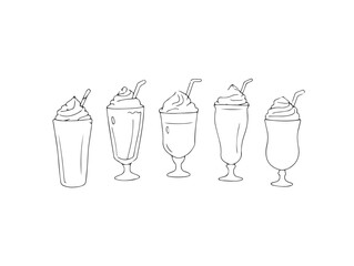 milkshake line art vector drawing minimalist design
