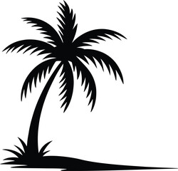 Black silhouette of a palm tree growing on the beach ready for a tropical vacation
