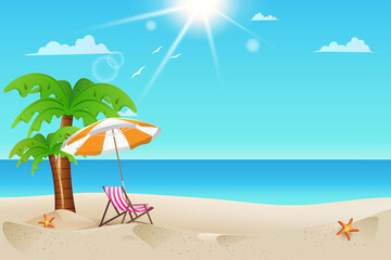 Obraz premium Summer background. Tropical paradise with a beautiful beach
