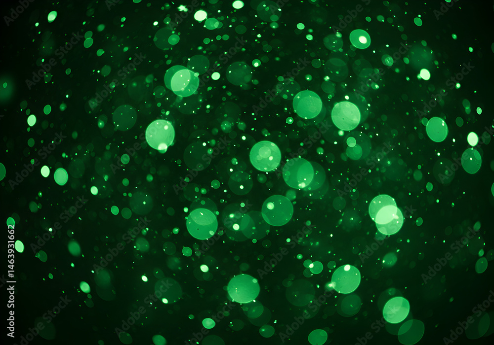 Poster green bokeh abstract background with sparkling lights and shimmer effect