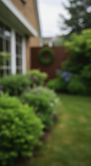 Obraz premium Green Garden Blurred Background Illustration Of Plants And Outdoor View For Adobe Stock