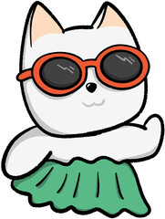 cartoon dog wearing sunglasses Dancing on the beach