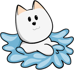 Cute dog playing in the water during the summer