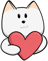 cute white dog giving gift box