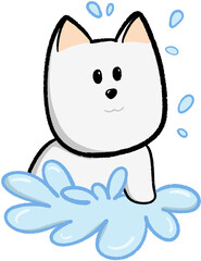  cute cartoon dog taking a bath in summer