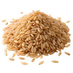 Brown integral uncooked rice Pile isolated on white background