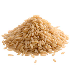Brown integral uncooked rice Pile isolated on white background