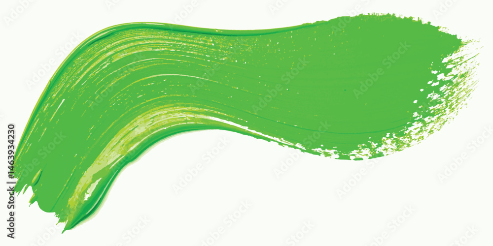 Poster wavey bright green single paint stroke on a white background creating an abstract artistic design el