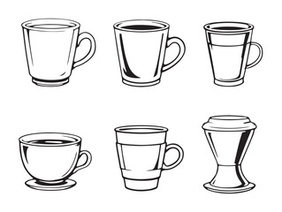 elegant line art illustration of modern coffee cup