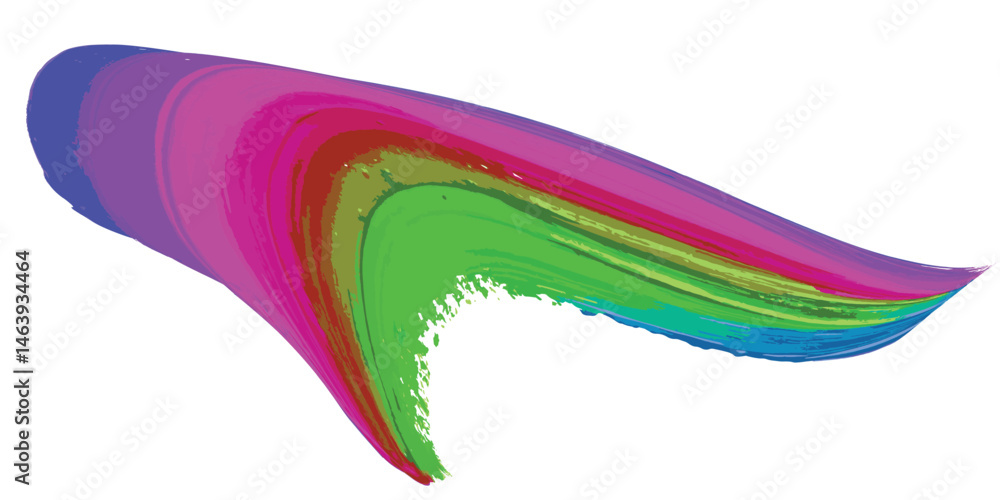 Poster Abstract colorful paint stroke with colorful on a white background in a swooping shape style.