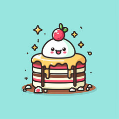 
Illustration of a full topping birthday cake
