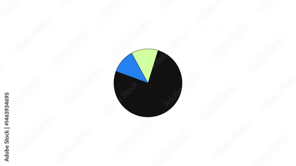 Poster rotating pie chart with segments 2d cartoon object animation. infographic icon. financial stats. bus