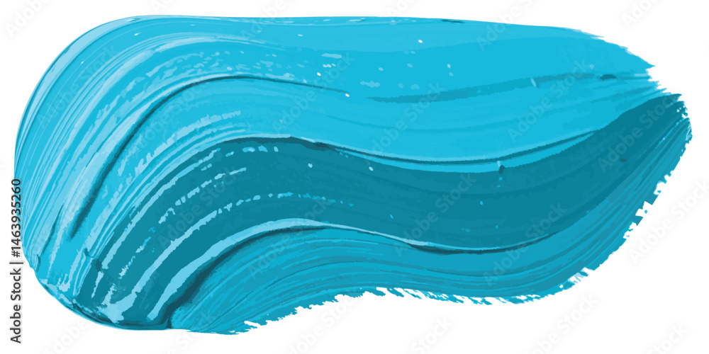 Poster turquoise brushstroke with visible texture and layering on a white background in a horizontal format