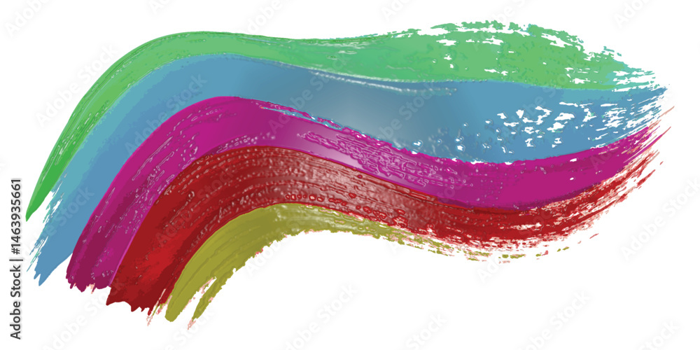 Poster Abstract colorful paint stroke with colorful on a white background in a swooping shape style.