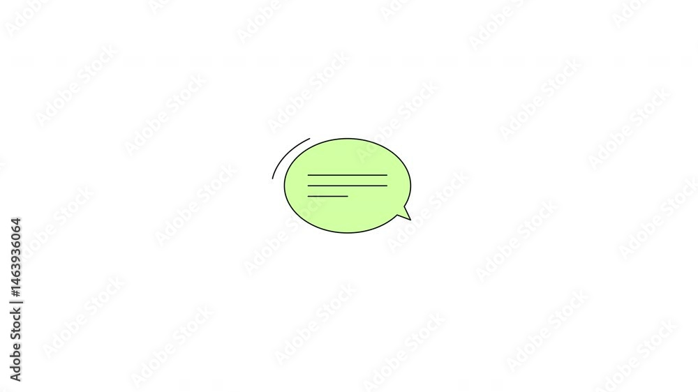 Poster friendly and inviting light green speech bubble 2d cartoon object animation. web comment. learning a