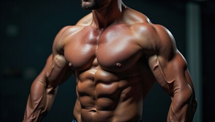 Fototapeta premium Muscular physique revealed after intense training , abs, body