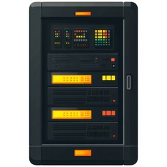 Data server management system technology hub digital equipment high-tech environment front view information infrastructure