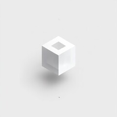 Obraz premium Minimalist geometric composition featuring a translucent cube with central void