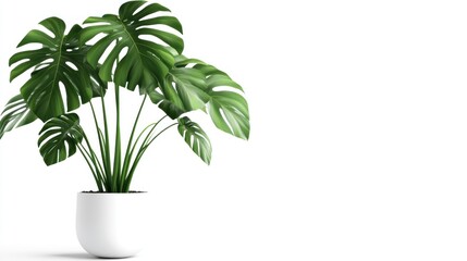 Fototapeta premium Lush Monstera plant in white pot (1)
