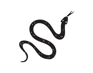 Obraz premium snake silhouette monochrome with patterns illustration. Trendy creative fabulous mystic folklore 