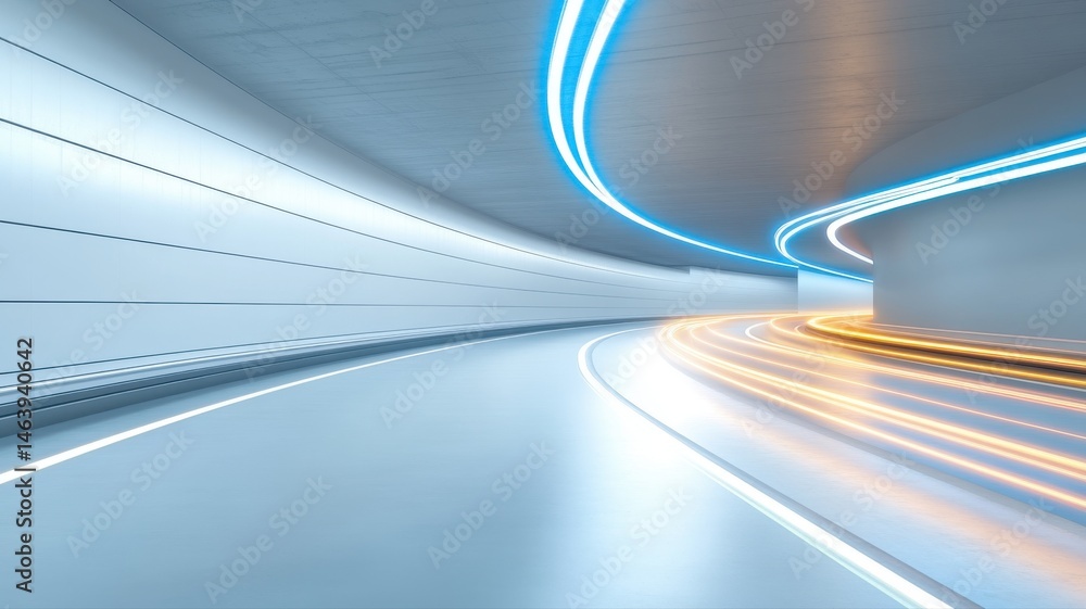 Poster abstract futuristic tunnel with high speed light trails abstract futuristic tunnel speed tunnel fast
